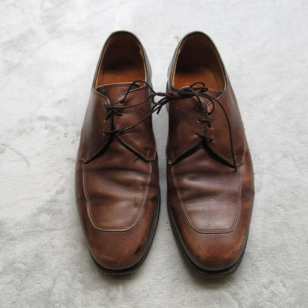 Allen Edmonds Burton Dress Shoes Men 9.5 3E Brown Leather Bicycle Blucher USA